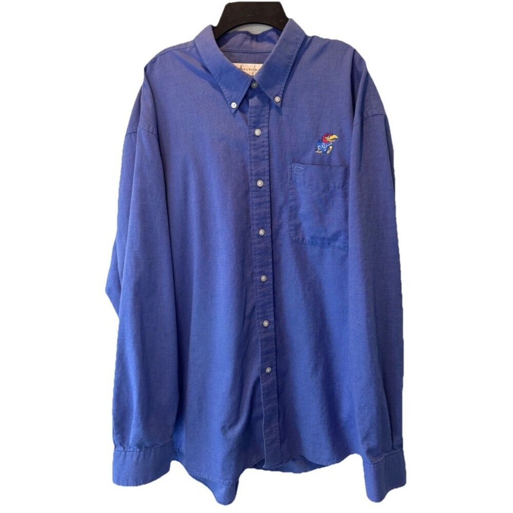 Cutter & Buck UNIVERSITY Of KANSAS KU Men's Blue Button Down Shirt‎ XXL Jayhawks
